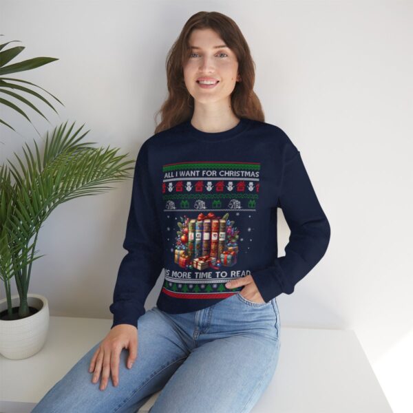 Book Reading Sweatshirt, All I Want For Christmas Is More Time To Read Sweatshirt Product Photo 5