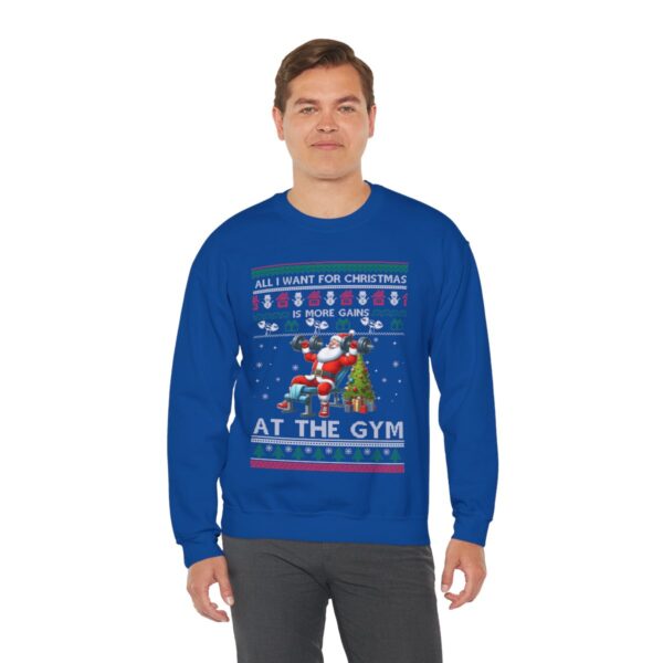 Lifting Christmas Shirt, All I Want For Christmas Is More Gains At The Gym Sweatshirt Product Photo 4