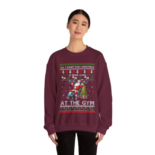 Lifting Christmas Shirt, All I Want For Christmas Is More Gains At The Gym Sweatshirt Product Photo 1