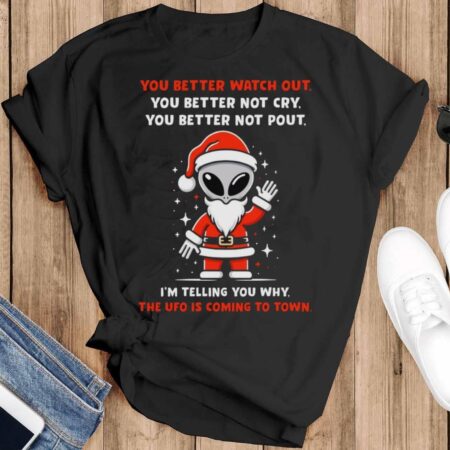 Alien Christmas Shirt Alien Ugly Christmas Shirt Alien Christmas Shirt UFO Christmas Shirt - Black T-Shirt