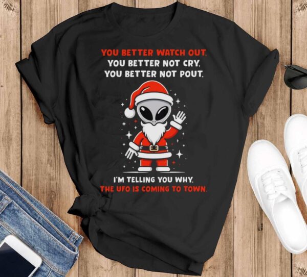 Alien Christmas Shirt Alien Ugly Christmas Shirt Alien Christmas Shirt UFO Christmas Shirt - Black T-Shirt