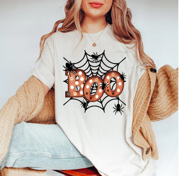 Boo Spider Web Shirt, Boo Shirt, Halloween Shirt, Pumpkin Shirt Product Photo 2