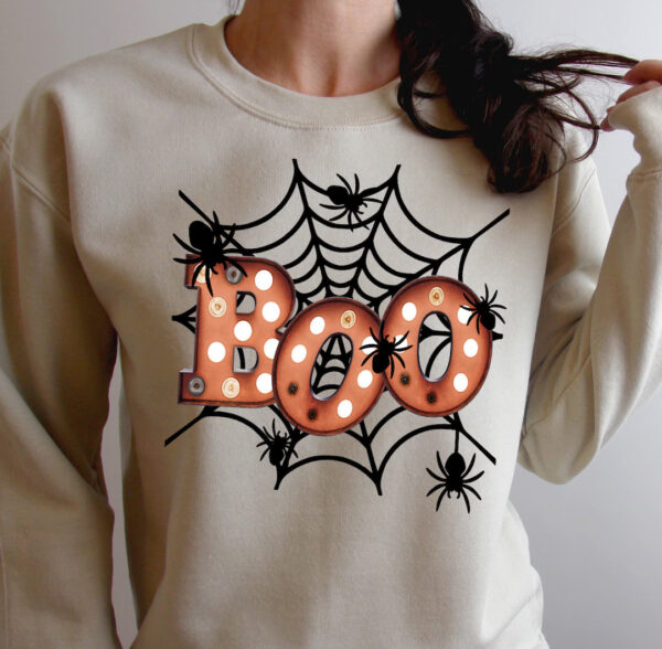 Boo Spider Web Shirt, Boo Shirt, Halloween Shirt, Pumpkin Shirt Product Photo 3