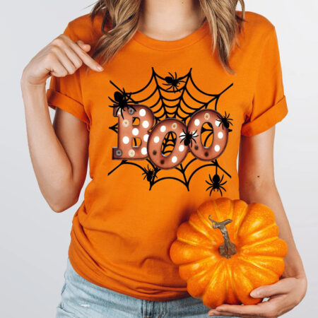 Boo Spider Web Shirt, Boo Shirt, Halloween Shirt, Pumpkin Shirt Product Photo 1