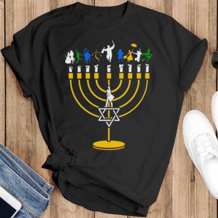 Broadway Menorah Shirt Broadway Hanukkah Shirt Broadway Hanukkah Sweatshirt Broadway Hanukkah Shirt - Black T-Shirt