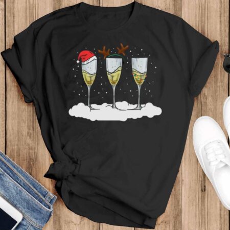 Champagne Ugly Christmas Shirt Women Funny Champagne Christmas Shirt Champagne Sweatshirt - Black T-Shirt