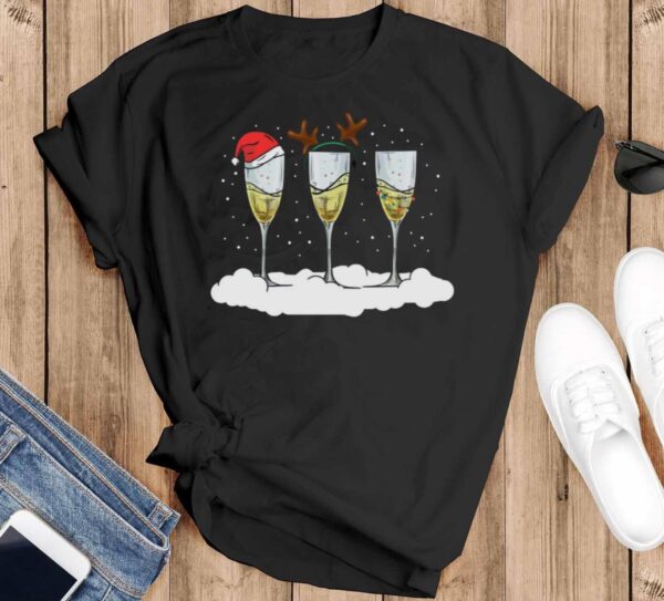 Champagne Ugly Christmas Shirt Women Funny Champagne Christmas Shirt Champagne Sweatshirt - Black T-Shirt