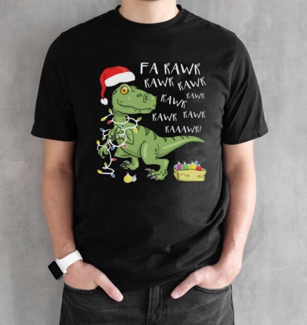 Christmas Dinosaur WP Shirt-Fa Rawr Rawr Dinosaur T-rex Shirt-Dinosaur Shirt - Black Unisex T-Shirt