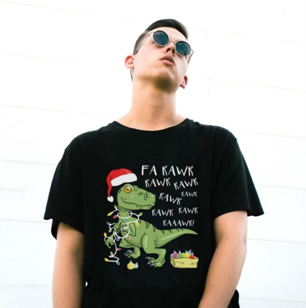 Christmas Dinosaur WP Shirt-Fa Rawr Rawr Dinosaur T-rex Shirt-Dinosaur Shirt - G500 Gildan T-Shirt