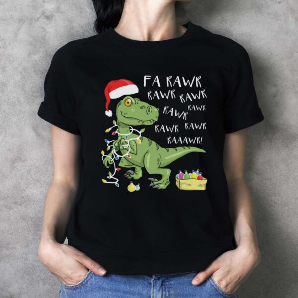 Christmas Dinosaur WP Shirt-Fa Rawr Rawr Dinosaur T-rex Shirt-Dinosaur Shirt - Ladies T-Shirt