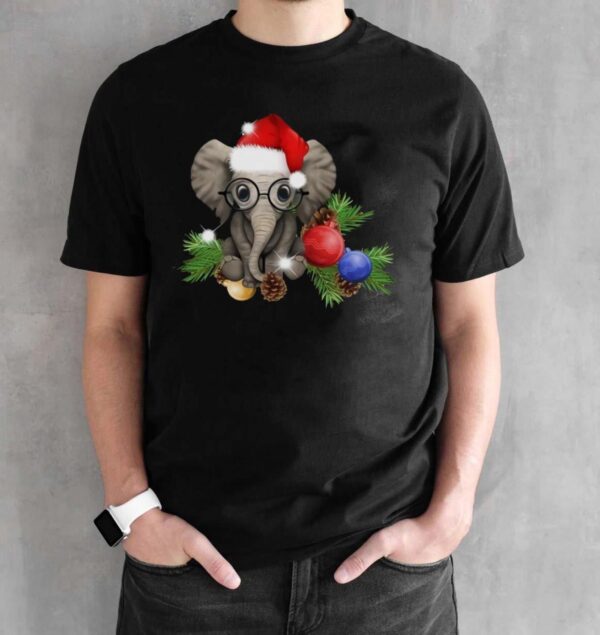 Christmas Elephant Shirt-Xmas Tee-Christmas Party-Santa Elephant-Elephant Christmas Shirt - Black Unisex T-Shirt