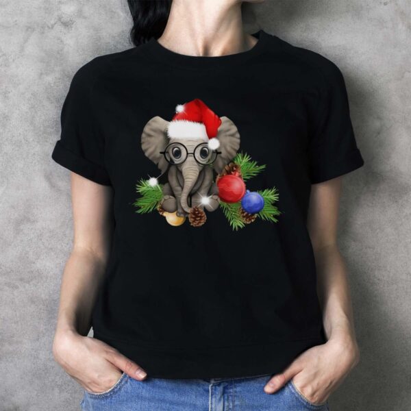 Christmas Elephant Shirt-Xmas Tee-Christmas Party-Santa Elephant-Elephant Christmas Shirt - Ladies T-Shirt