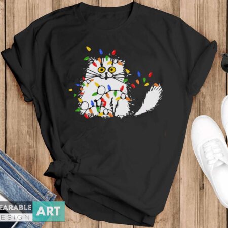 Christmas Funny Cat Shirt, Funny Cat Shirt, Cute Funny Cat Shirt - Black T-Shirt