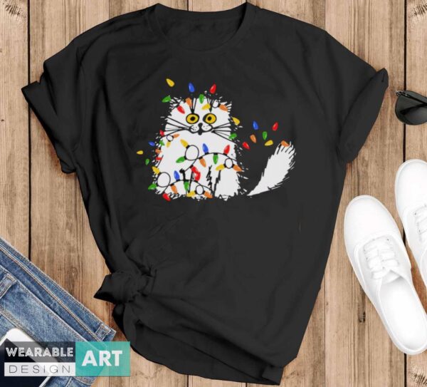 Christmas Funny Cat Shirt, Funny Cat Shirt, Cute Funny Cat Shirt - Black T-Shirt