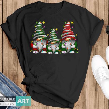 Christmas Gnome Tshirt, Merry Christmas T-shirt, Gnome For The Holidays Shirt - Black T-Shirt