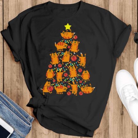 Cute Funny Cat Christmas Shirt Cat Shirt Cat Christmas Sweatshirt Cat Shirt - Black T-Shirt