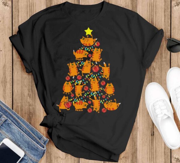 Cute Funny Cat Christmas Shirt Cat Shirt Cat Christmas Sweatshirt Cat Shirt - Black T-Shirt