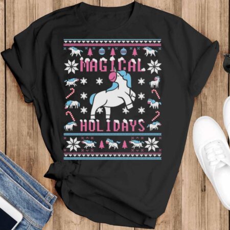 Cute Funny Unicorn Christmas Shirt Kids Unicorn Shirt Unicorn Sweatshirt Unicorn Shirt - Black T-Shirt