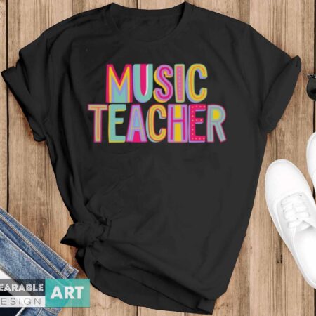 Cute Music Teacher Shirt, Music Teacher Gift, Teacher Gifts, Music Educator T-Shirt - Black T-Shirt