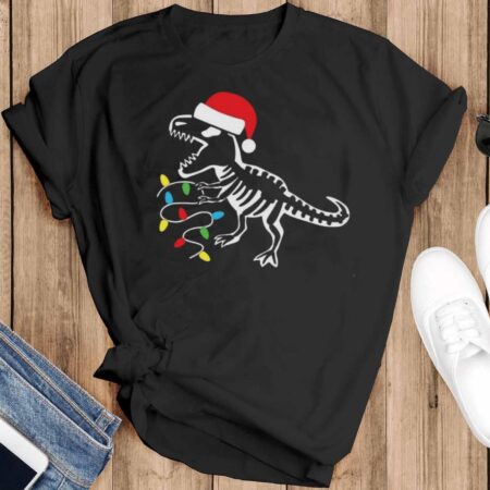 Dinosaur Christmas Shirt Dino Christmas Shirt - Black T-Shirt