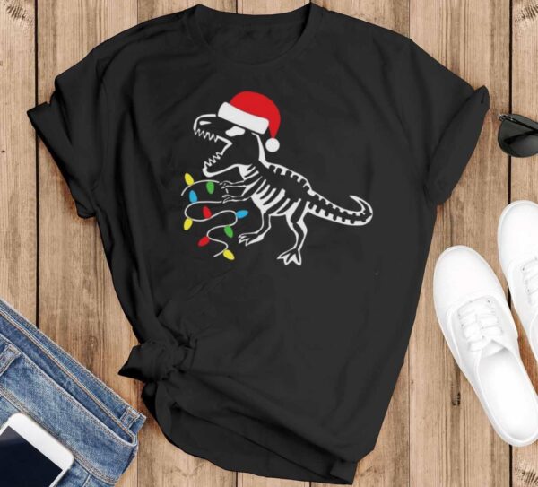 Dinosaur Christmas Shirt Dino Christmas Shirt - Black T-Shirt