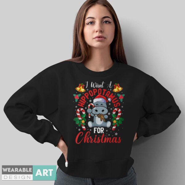 I Want A Hippopotamus For Christmas Hippo Candy Santa - Sweatshirt