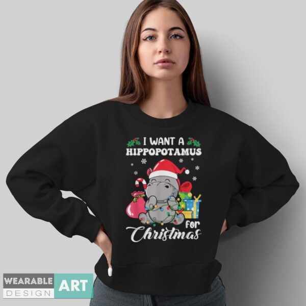 I Want A Hippopotamus For Christmas Hippo Christmas Pajamas T-Shirt - Sweatshirt