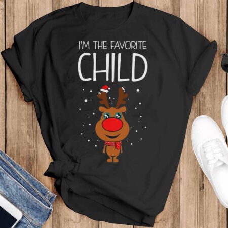 I'm The Favorite Child Shirt Funny Kids Ugly Christmas Shirt - Black T-Shirt