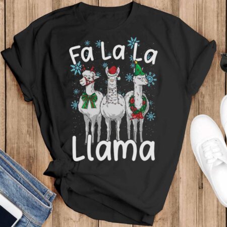 Llama Gifts Llama Ugly Christmas Shirt Llama Christmas Shirt - Black T-Shirt