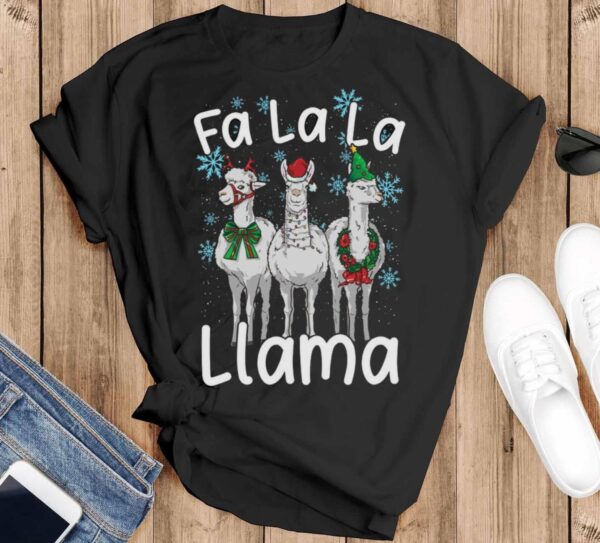 Llama Gifts Llama Ugly Christmas Shirt Llama Christmas Shirt - Black T-Shirt