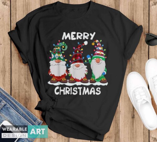 Merry Christmas Gnomes Xmas Family Men Women T-Shirt - Black T-Shirt