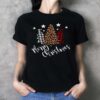 Merry Christmas Long Sleeve Shirt-Leopard Christmas Shirt-Buffalo Plaid-Womens Christmas Shirt - Ladies T-Shirt