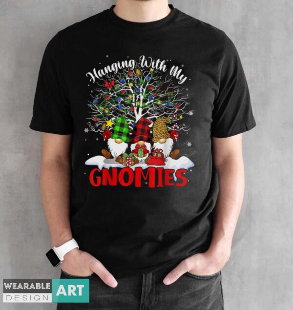 New Funny Christmas Gnome Hanging With My Gnomies Xmas Men Women T Shirts - Black Unisex T-Shirt