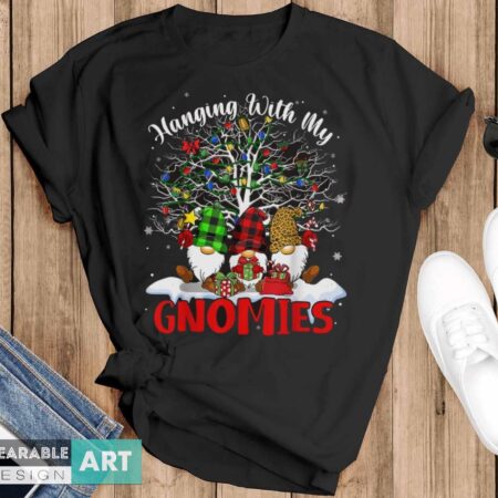 New Funny Christmas Gnome Hanging With My Gnomies Xmas Men Women T Shirts - Black T-Shirt