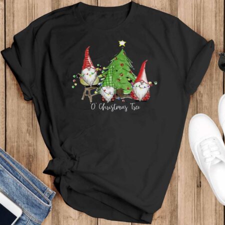 O' Christmas Tree Gnomes Mommy and Me Shirt-Gnomes Holiday Shirt - Black T-Shirt