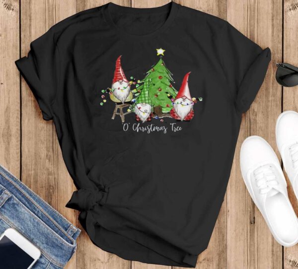 O' Christmas Tree Gnomes Mommy and Me Shirt-Gnomes Holiday Shirt - Black T-Shirt