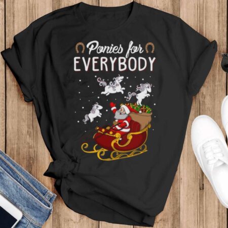 Ponies Funny Cute Horse Ugly Christmas Shirt Women Men Kids Horse Christmas Shirt Horse Shirt - Black T-Shirt