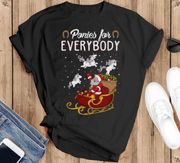 Ponies Funny Cute Horse Ugly Christmas Shirt Women Men Kids Horse Christmas Shirt Horse Shirt - Black T-Shirt