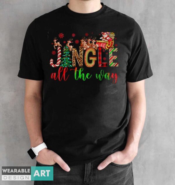 Retro Jingle All The Way Christmas Shirt, Merry Xmas Tee, Cute Holiday Shirt - Black Unisex T-Shirt