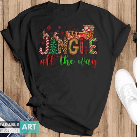 Retro Jingle All The Way Christmas Shirt, Merry Xmas Tee, Cute Holiday Shirt - Black T-Shirt