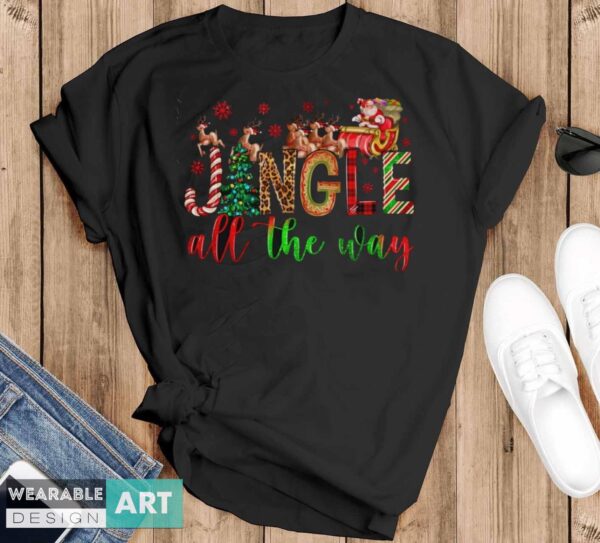 Retro Jingle All The Way Christmas Shirt, Merry Xmas Tee, Cute Holiday Shirt - Black T-Shirt