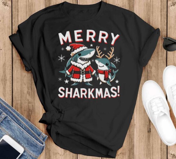 Shark Ugly Christmas Shirt Shark Shirt Shark Sweatshirt Shark Shirt Shark Christmas Shirt - Black T-Shirt