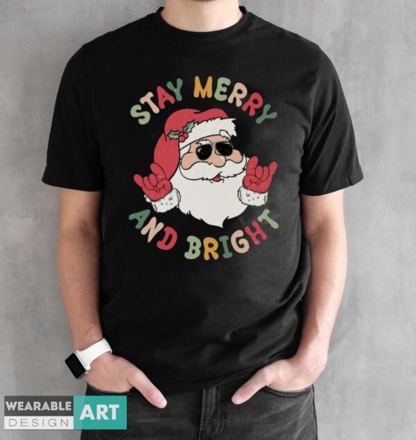 Stary Merry And Bright Shirt, Funny Christmas Shirt, Christmas Shirt - Black Unisex T-Shirt