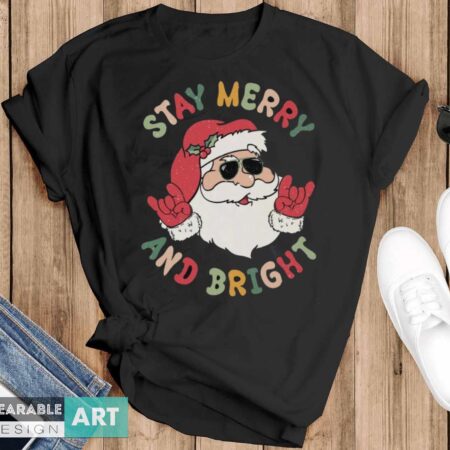 Stary Merry And Bright Shirt, Funny Christmas Shirt, Christmas Shirt - Black T-Shirt