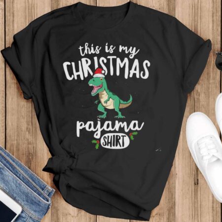 This Is My Christmas Shirt Shirt Dinosaur T-Sshirt Gifts - Black T-Shirt