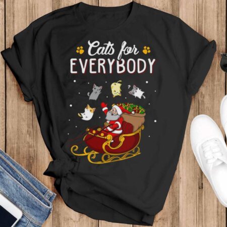 Ugly Christmas Shirt Women Funny Womens Christmas Sweatshirt Cat Christmas Shirt - Black T-Shirt