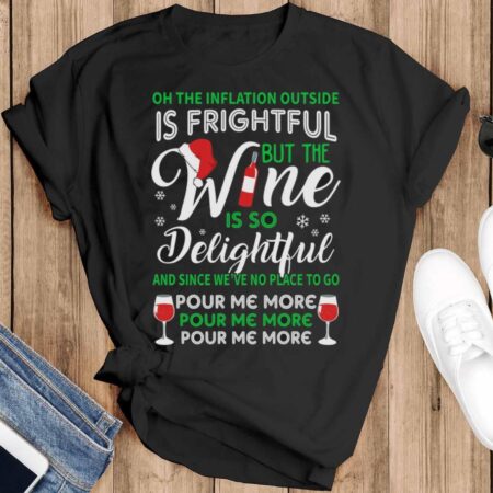 Ugly Christmas Shirt Women Ugly Wine Christmas Shirt for Women Wine is so Delightful Shirt - Black T-Shirt