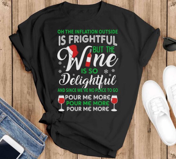 Ugly Christmas Shirt Women Ugly Wine Christmas Shirt for Women Wine is so Delightful Shirt - Black T-Shirt