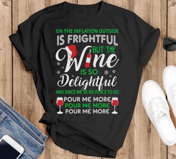 Ugly Christmas Shirt Women Ugly Wine Christmas Shirt for Women Wine is so Delightful Women's Cute Christmas Shirt - Black T-Shirt