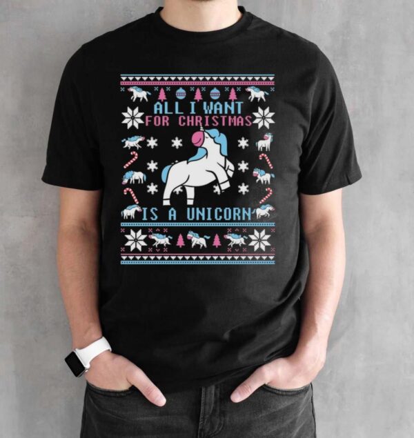 Unicorn Ugly Christmas Shirt Unicorn Christmas Shirt Unicorn Christmas Sweatshirt - Black Unisex T-Shirt